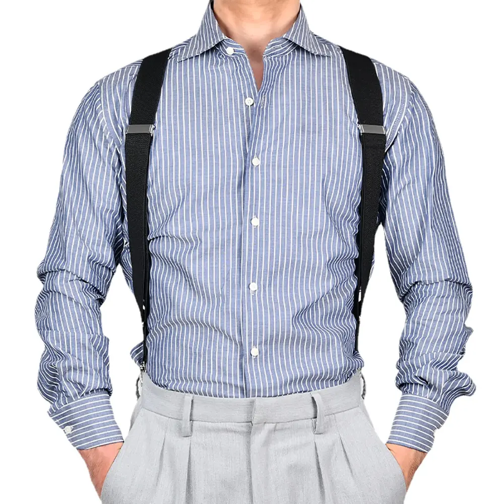 Hip-Clip Suspenders for Men Heavy Duty Big Tall 3.5cm 2 Clips Adjustable Elastic Trouser Braces Strap Belt Gifts for Dad Husband