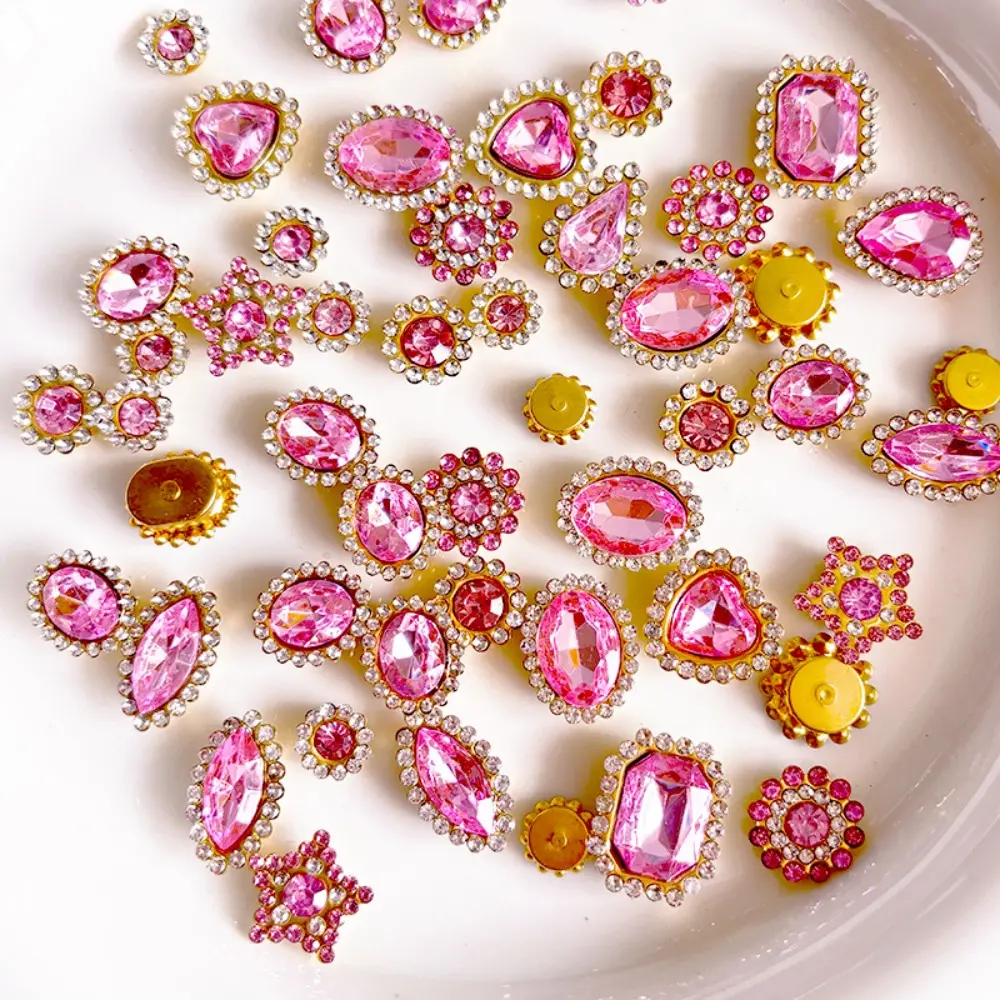 50pcs Mixed Shape Sew on Rhinestones 9mm-15mm Crystals Glass Flatback Claw Rhinestones Diamond for DIY Clothes Shoes Hats Bags