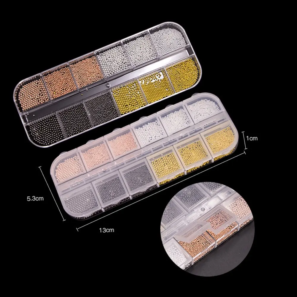 Silver Rose Gold Nail Art Beads Metal Balls Mixed Sizes Mini Nail Caviar Beads Nail Art DIY Craft Decoration Accessories