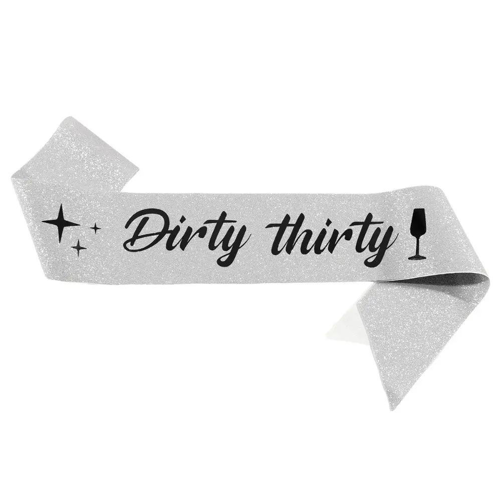Dirty Thirty Sash Glitter Satin Dirty 30 Sash for Girls Women 30th Thirty Birthday Party Favors Supplies Decorations Rose Gold