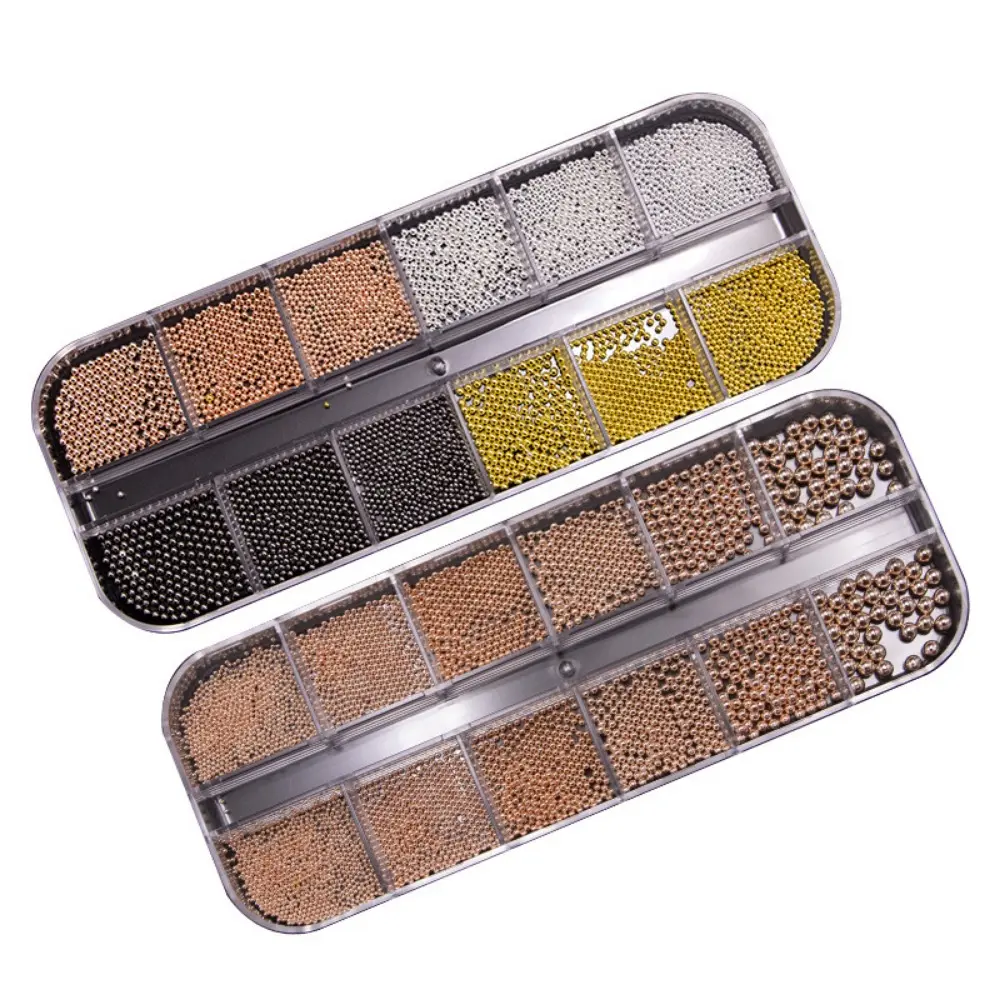 Silver Rose Gold Nail Art Beads Metal Balls Mixed Sizes Mini Nail Caviar Beads Nail Art DIY Craft Decoration Accessories