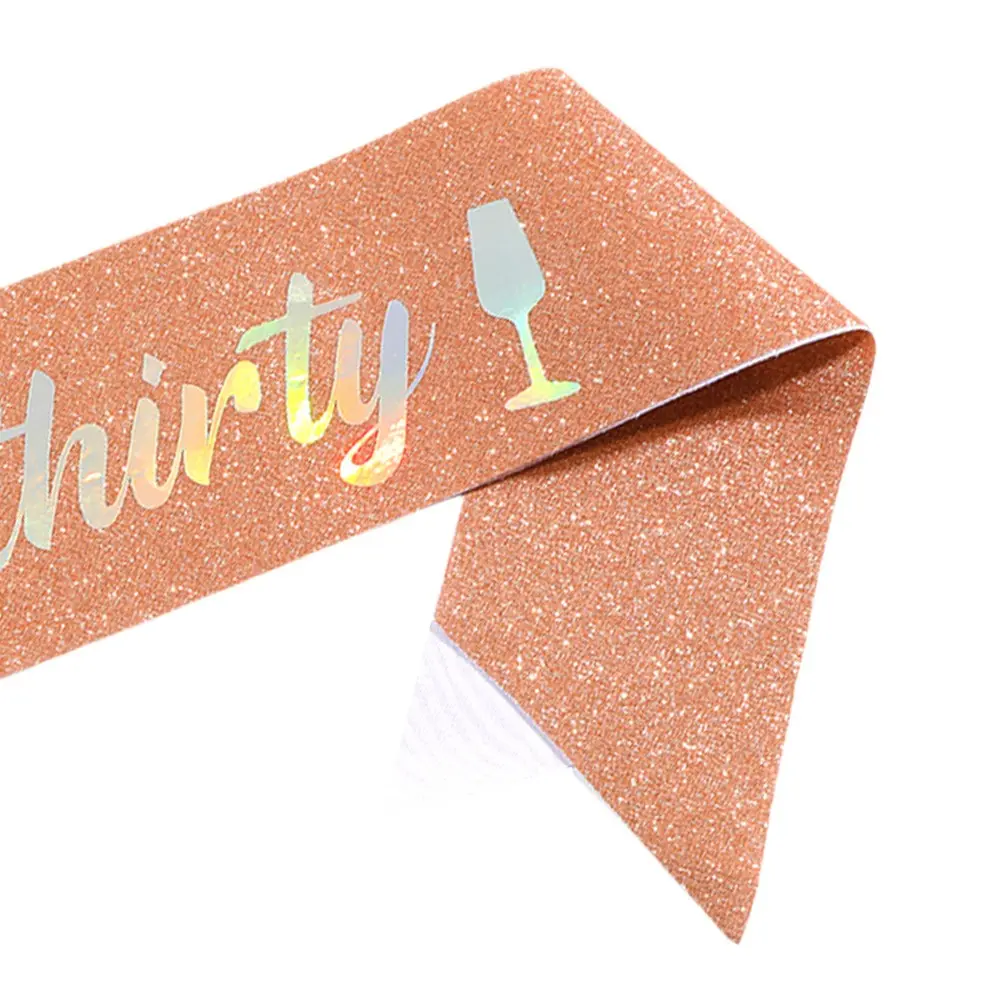 Dirty Thirty Sash Glitter Satin Dirty 30 Sash for Girls Women 30th Thirty Birthday Party Favors Supplies Decorations Rose Gold