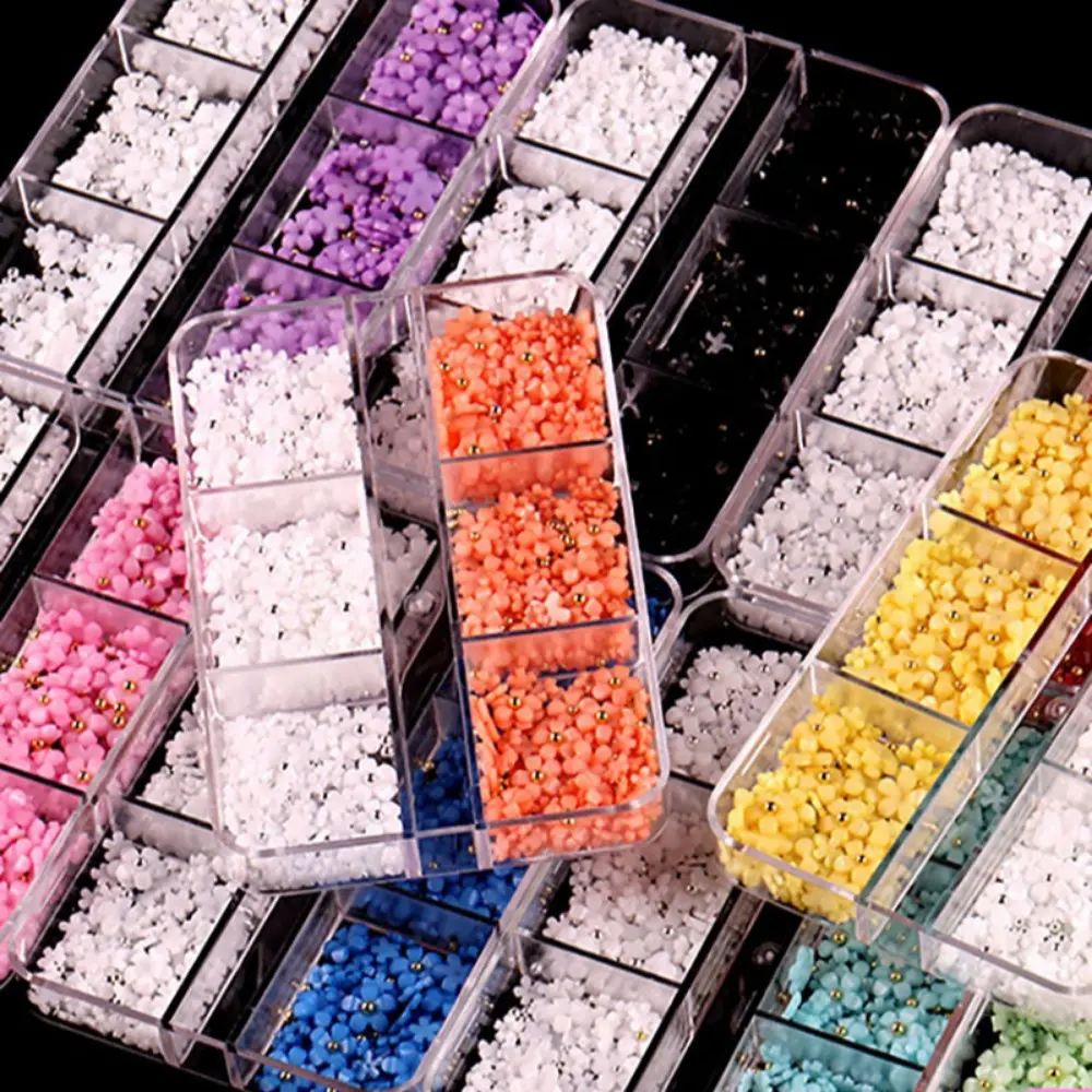 3D Flower Nail Charms Mixed Size Spring Cherry Blossom Flower with Pearls Gem Charms Nail for Nail Art Supplies Decorations