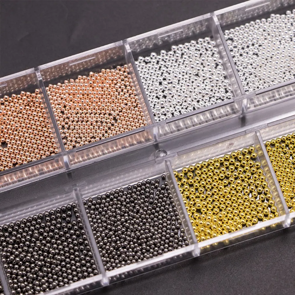 Silver Rose Gold Nail Art Beads Metal Balls Mixed Sizes Mini Nail Caviar Beads Nail Art DIY Craft Decoration Accessories