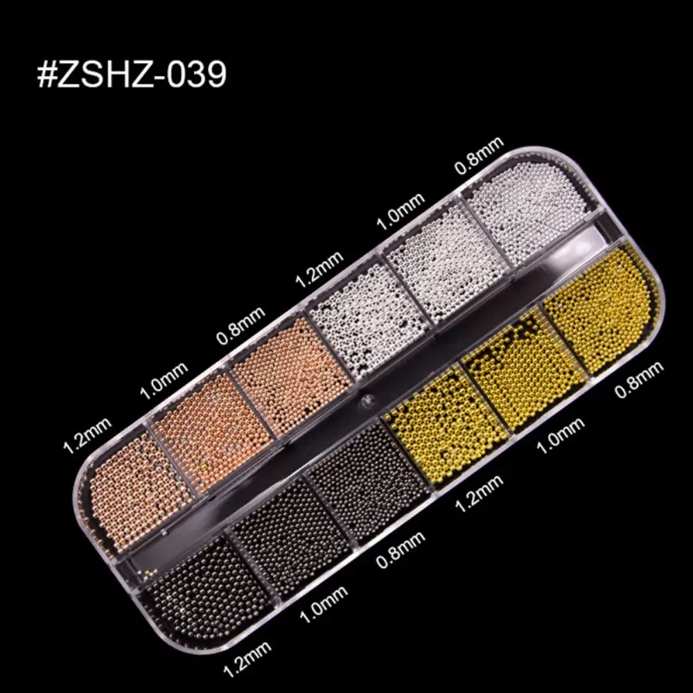 Silver Rose Gold Nail Art Beads Metal Balls Mixed Sizes Mini Nail Caviar Beads Nail Art DIY Craft Decoration Accessories