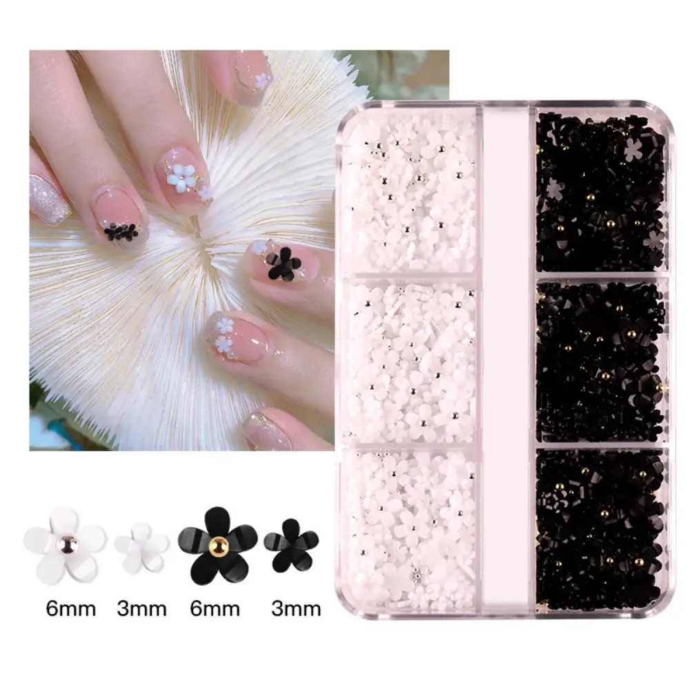3D Flower Nail Charms Mixed Size Spring Cherry Blossom Flower with Pearls Gem Charms Nail for Nail Art Supplies Decorations
