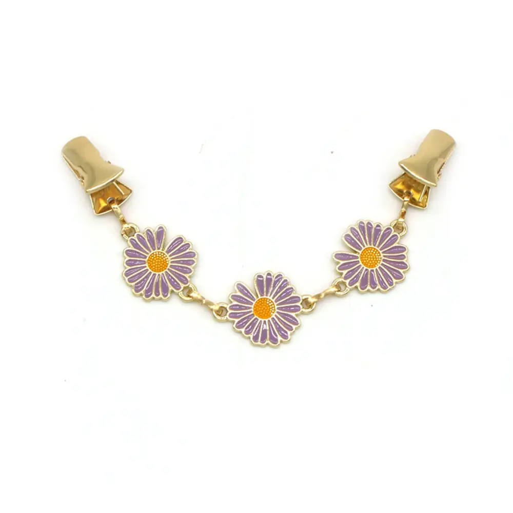 Daisy Flower Cardigan Clips Waist Clip Shirt Dress Sweater Shawl Jacket Brooch Pins Buckle Clip Holder for Women Girls Clothing