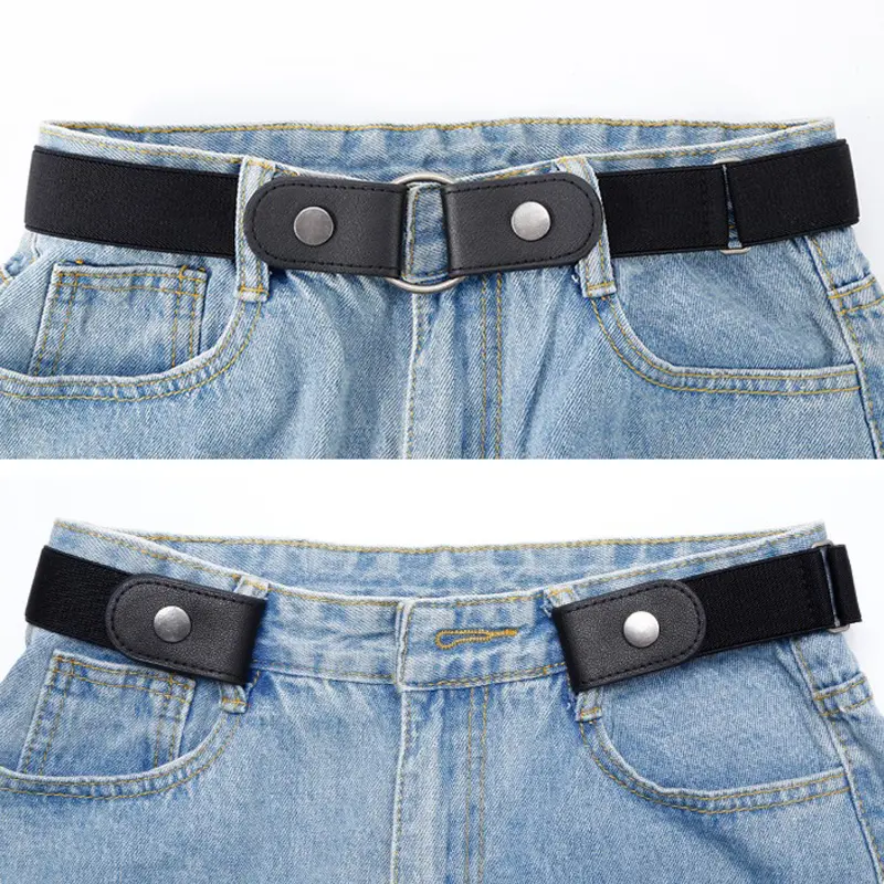 No Buckle Invisible Stretch Belt for Women Girls Jeans Pants Dress, Women's Adjustable Elastic Buckle-free No-show Waist Belt