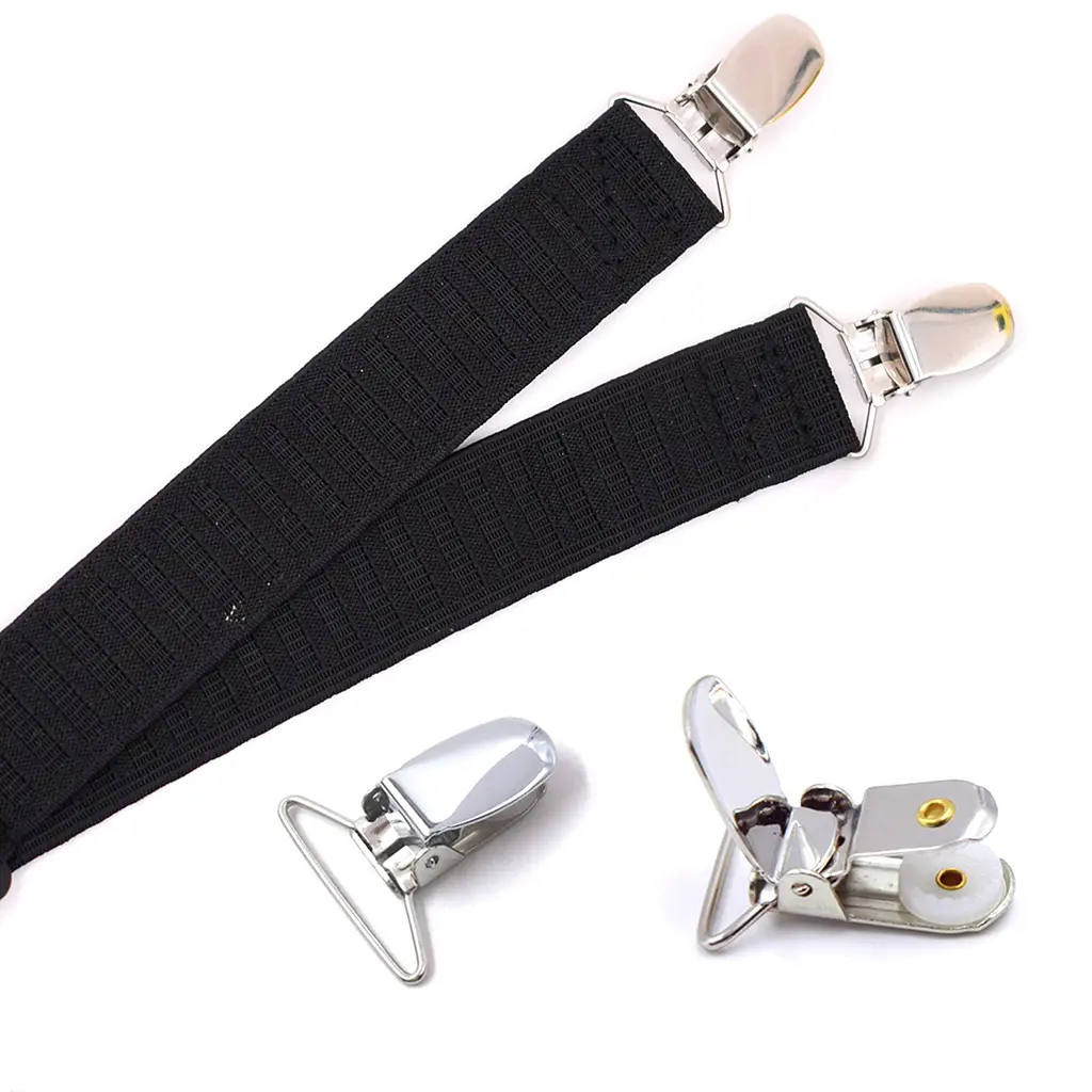 1Pair Men's Shirt Stays Leg Suspenders Strap Belt Adjustable Elastic Military Shirt Holders Tuckers Non Slip Clips Sock Garters