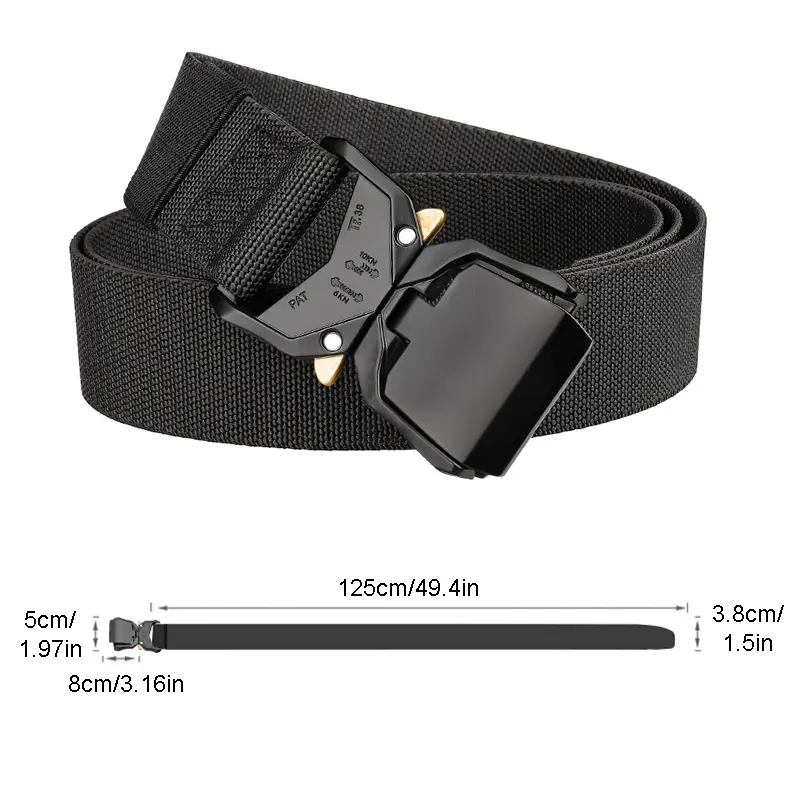 Men's Military Tactical Belt Outdoor Hiking Camping, 1.5inch Heavy Duty Quick Release Buckle Elastic Stretch Belt Nylon Web Belt