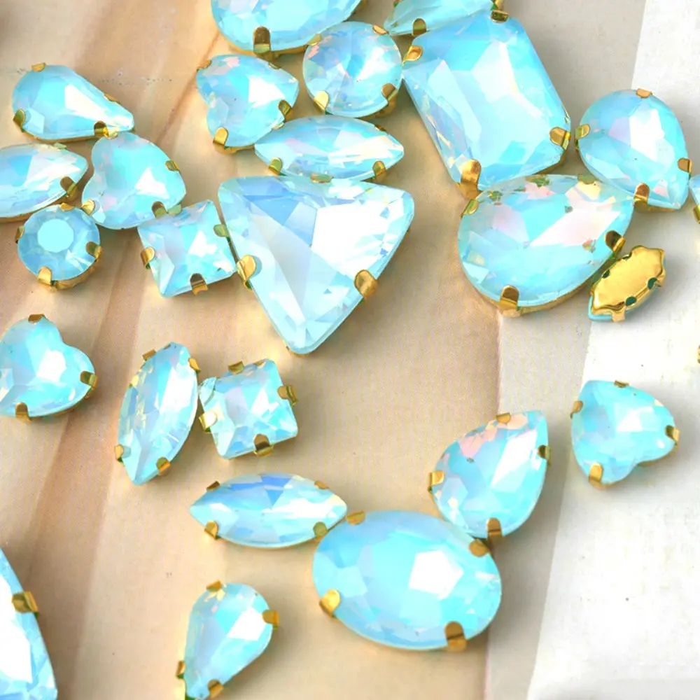 50pcs/Set Mocha Crystal Glass Beads Mixed Shaped Claw Rhinestone Hand Sew On Stones Diamond for Dress Bags Jewelry DIY Crafts