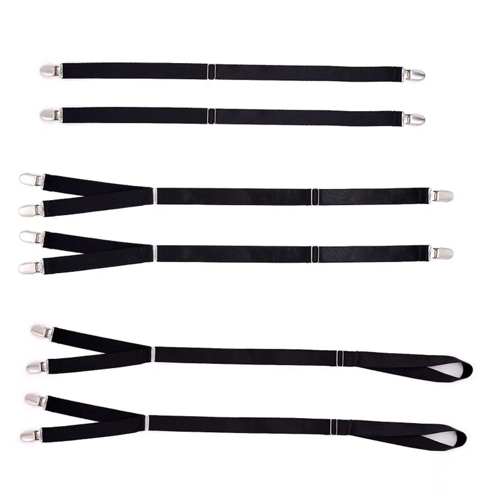 1 Pair Shirt Stays Holders for Men Military Police Adjustable Elastic Leg Suspenders Straps Non Slip Shirt Tucker Sock Garters