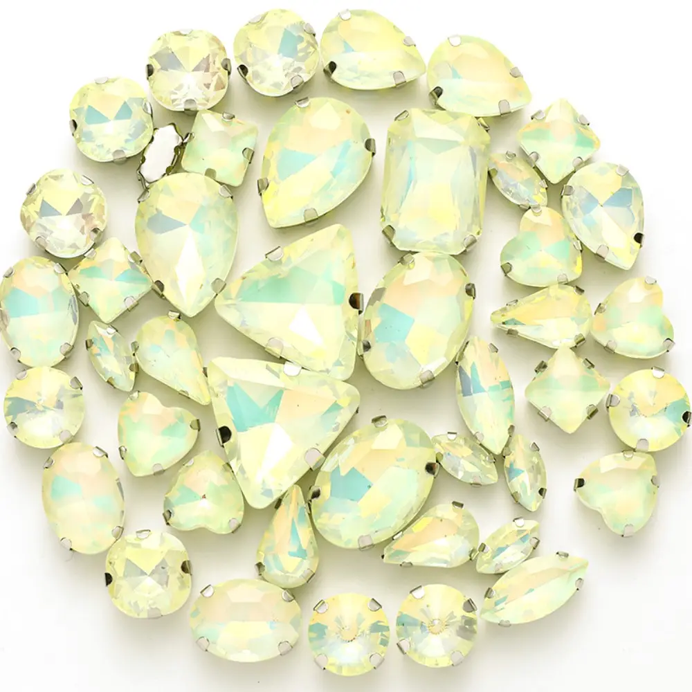 50pcs/Set Mocha Crystal Glass Beads Mixed Shaped Claw Rhinestone Hand Sew On Stones Diamond for Dress Bags Jewelry DIY Crafts