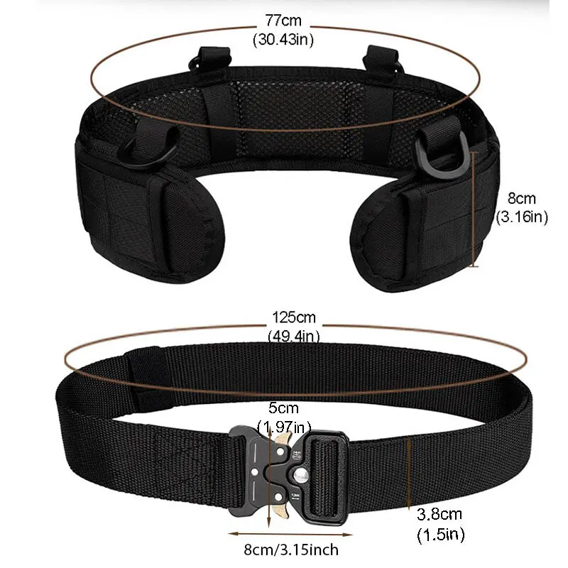 Tactical Battle Combat Air-soft Padded Equipment Molle Waist Belt with Adjustable Suspenders Free Straps