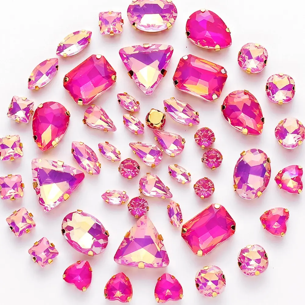 50pcs/Set Mocha Crystal Glass Beads Mixed Shaped Claw Rhinestone Hand Sew On Stones Diamond for Dress Bags Jewelry DIY Crafts