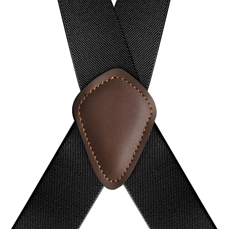 Heavy Duty Trucker Suspenders for Men Work 3.5cm Wide X-Back with 2 Side Clips Hooks Adjustable Elastic Big Tall Trouser Braces