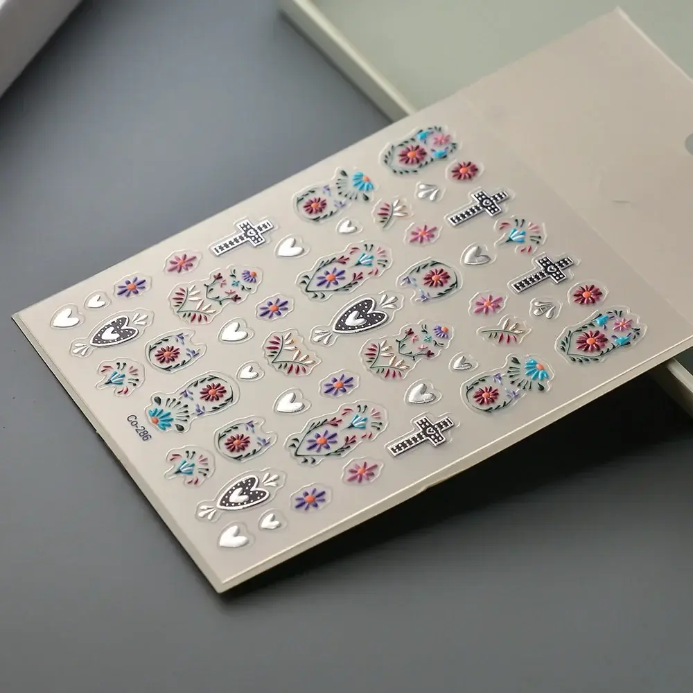 1 Sheet Novelty 5D Bohemian Flower Crossing Nail Art Decal Stickers for Women Girls Fingernails Designs DIY Nail Decoration