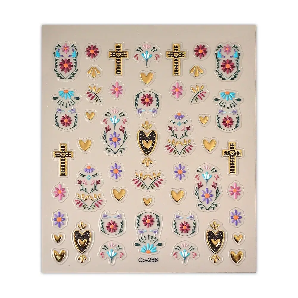 1 Sheet Novelty 5D Bohemian Flower Crossing Nail Art Decal Stickers for Women Girls Fingernails Designs DIY Nail Decoration