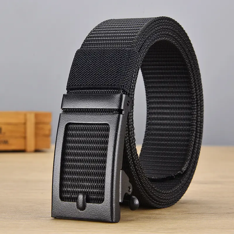Ratchet Belt for Men Work Casual,1 3/8inch Wide Quick Release Automatic Slide Buckle Nylon Webbing Waist Belt,Gifts for Dad
