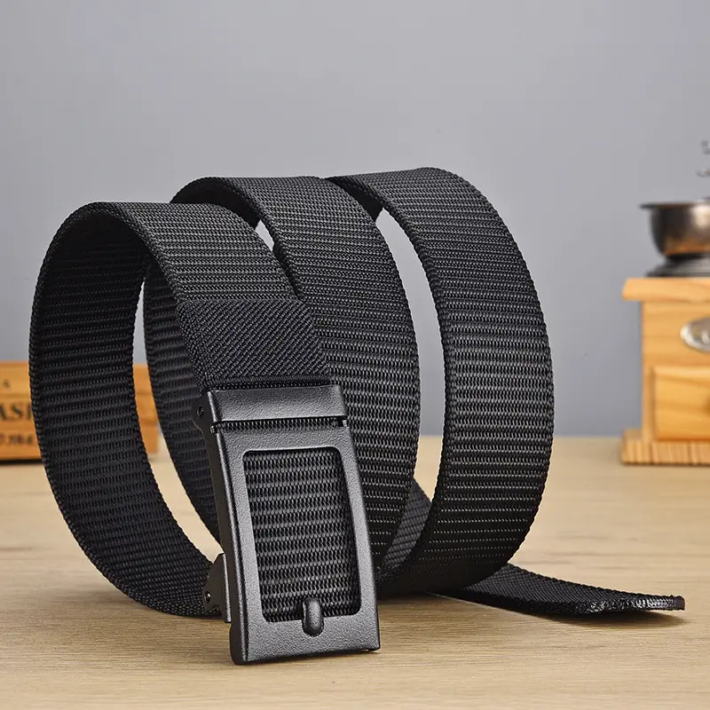 Ratchet Belt for Men Work Casual,1 3/8inch Wide Quick Release Automatic Slide Buckle Nylon Webbing Waist Belt,Gifts for Dad