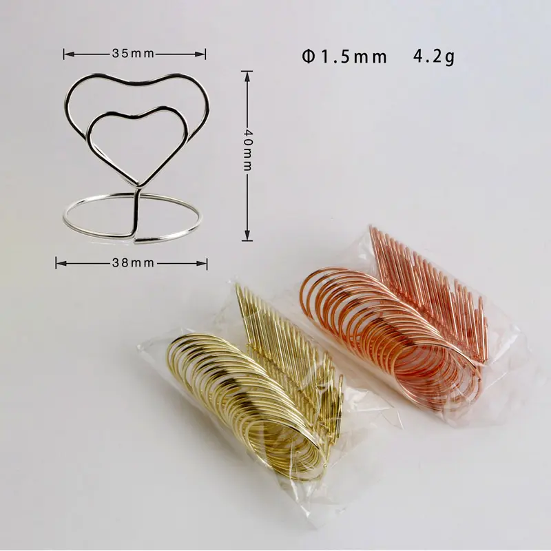 10pcs Heart Shape Mini Table Place Card Holders Table Number Stands Menu Memo Clips Wedding Birthday Party Reception Decoration