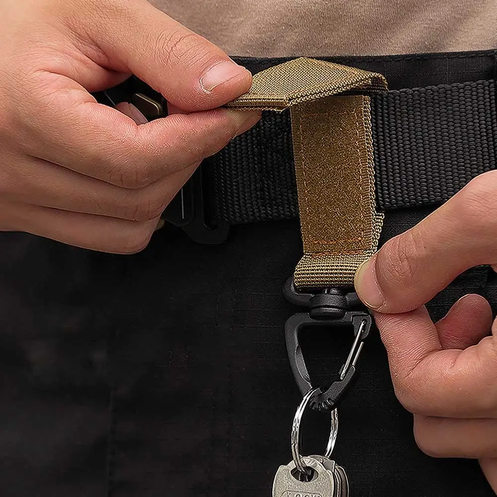 Outdoor Nylon Molle Tactical Backpack Carabiner Key Hook Webbing Buckle System Belt Buckle Hanging Camping Climbing Accessories
