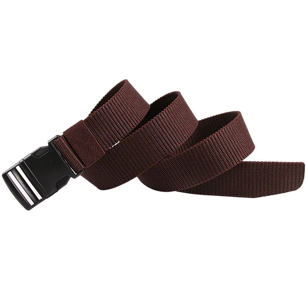 Men's Fashion Nylon Canvas Belt Metal-Free Plastic Buckle Military Tactical Belt Outdoor Sports Hiking Webbing Web Waist Belts