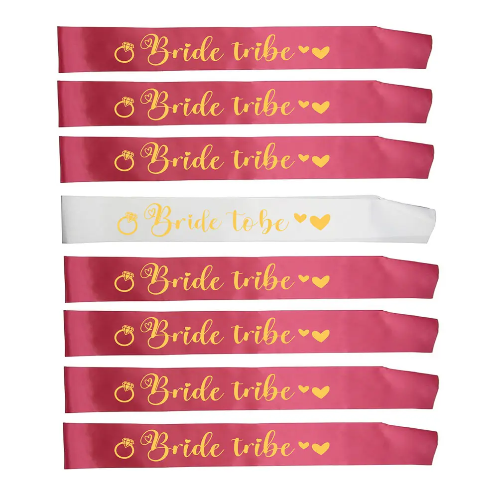 8pcs/Set Bride To Be Sash Team Bride Tribe Sashes for Hen Night Bachelorette Wedding Bridal Shower Party Decorations Supplies