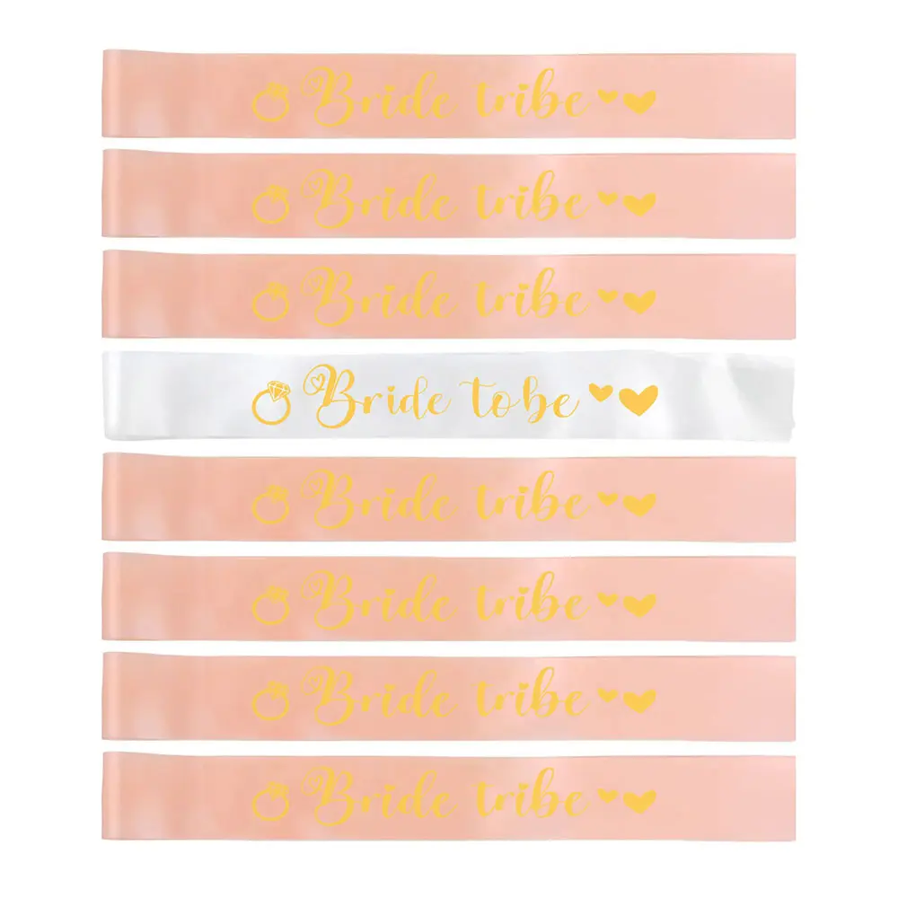 8pcs/Set Bride To Be Sash Team Bride Tribe Sashes for Hen Night Bachelorette Wedding Bridal Shower Party Decorations Supplies