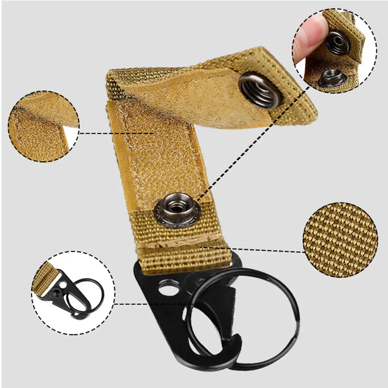 Tactical Belt Key Chain Holder Carabiner Molle Snap Hook Belt Nylon Webbing Buckle Hanging Camping Hiking Outdoor Accessories