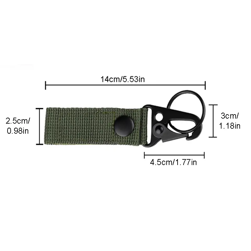 Tactical Belt Key Chain Holder Carabiner Molle Snap Hook Belt Nylon Webbing Buckle Hanging Camping Hiking Outdoor Accessories