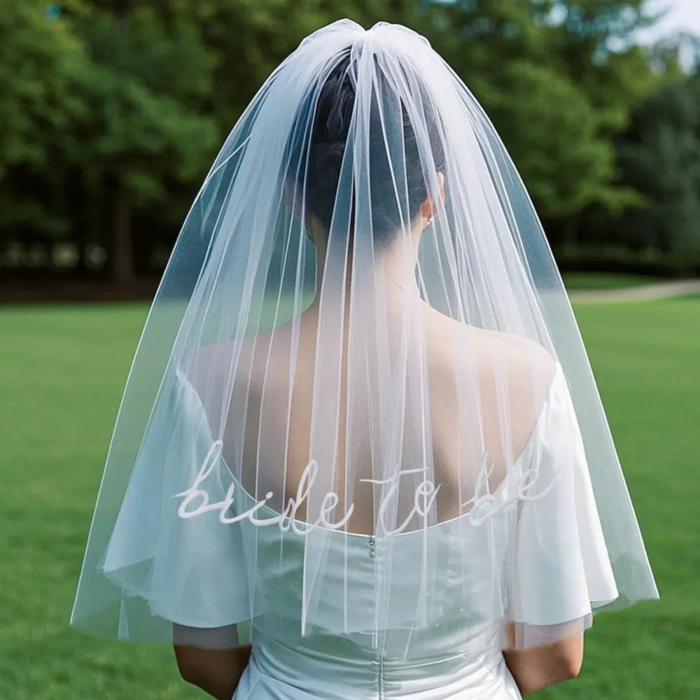 White Black Bride To Be Veil Bachelorette Double Layer Veil Gifts for Hen Night Bridal Shower Wedding Party Decoration Supplies