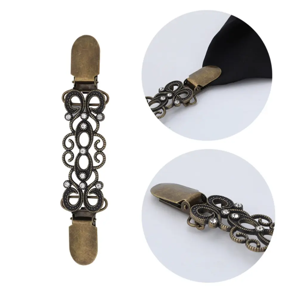 Vintage Sweater Shawl Clips Retro Flower Pattern Cardigan Dresses Shirts Collar Brooch Clips Cinch Clip for Women Girls Clothing
