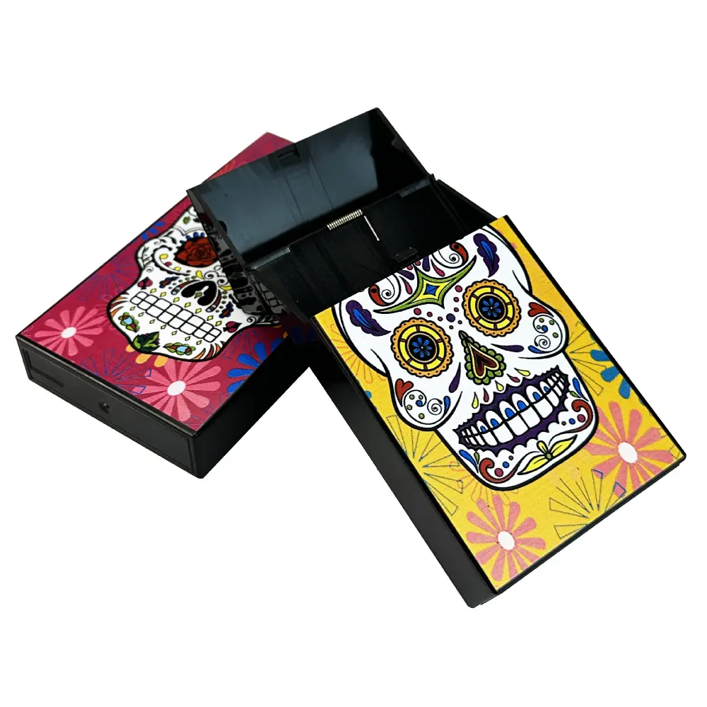 Cool Skull Cigarette Case Plastic Cigarette Holder Box for Men Women 20pcs Slim Size Cigarettes,Gifts for Him Dad Husband