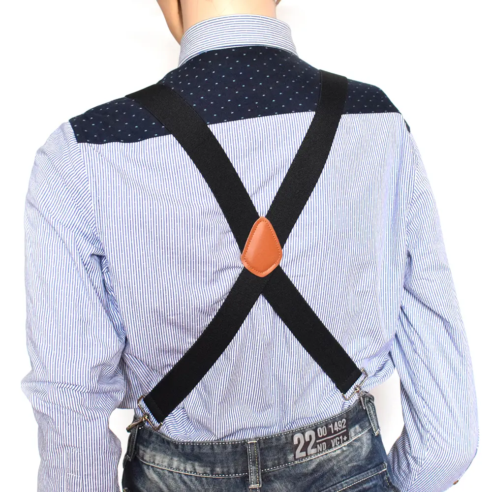 Men's Suspenders 3.5cm X-back 4 Swivel Metal Clip Hooks Adjustable Elastic Trouser Braces Fashion Gifts for Men Dad Husband