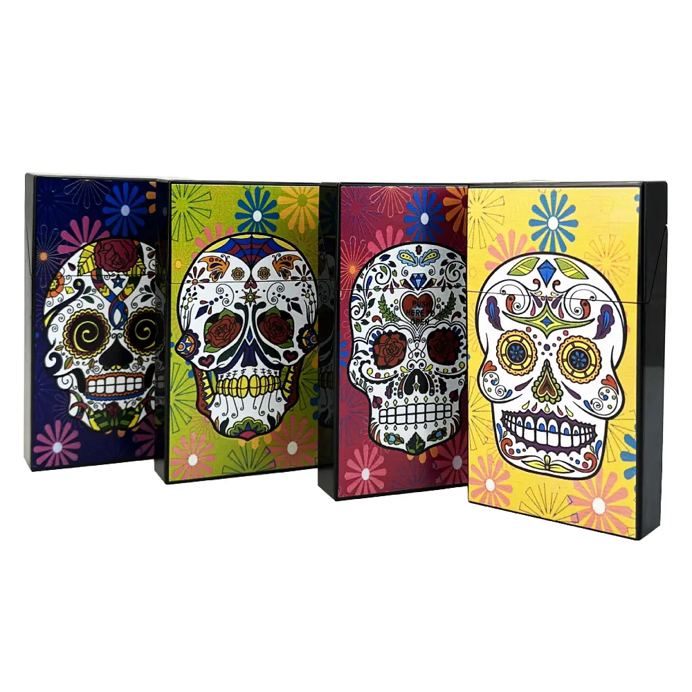 Cool Skull Cigarette Case Plastic Cigarette Holder Box for Men Women 20pcs Slim Size Cigarettes,Gifts for Him Dad Husband