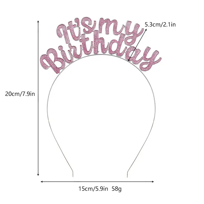 It's My Birthday Tiara and Sash Rose Glitter Satin Sash and Headband for Girls Women Happy Birthday Party Decorations Supplies