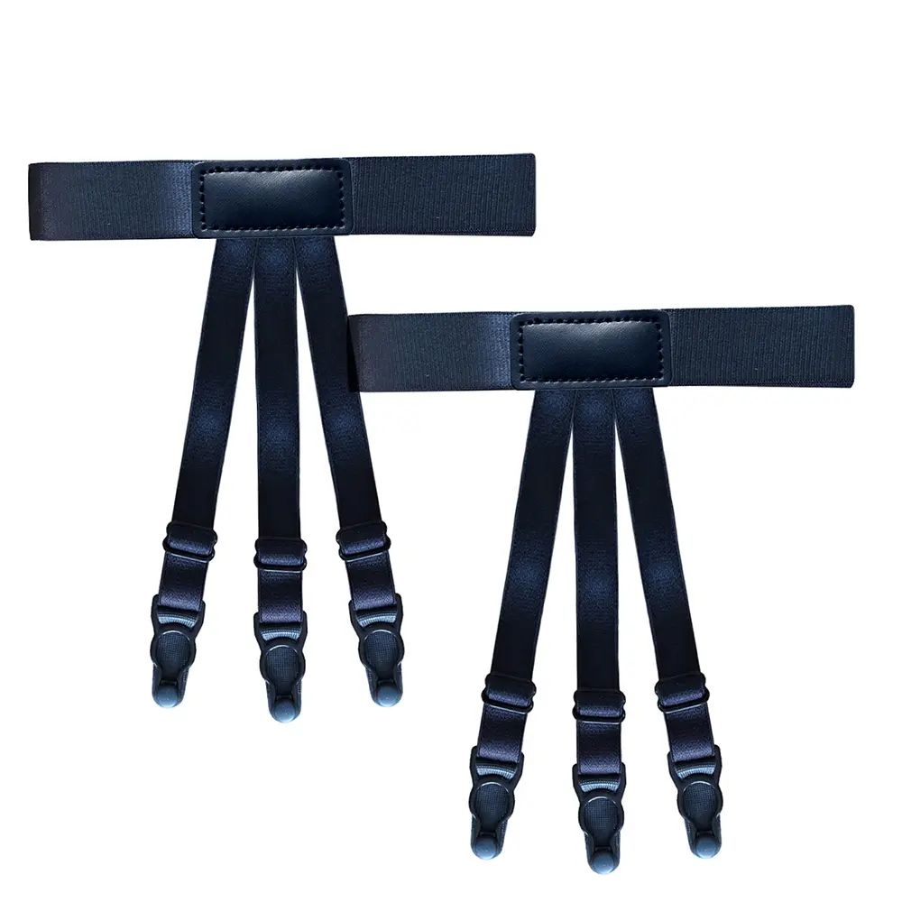 2pcs Shirt Stays for Men Women Adjustable Elastic Shirt Garters Non-Slip Leg Suspenders Keep Shirt Tucked In Shirt Tucker Holder