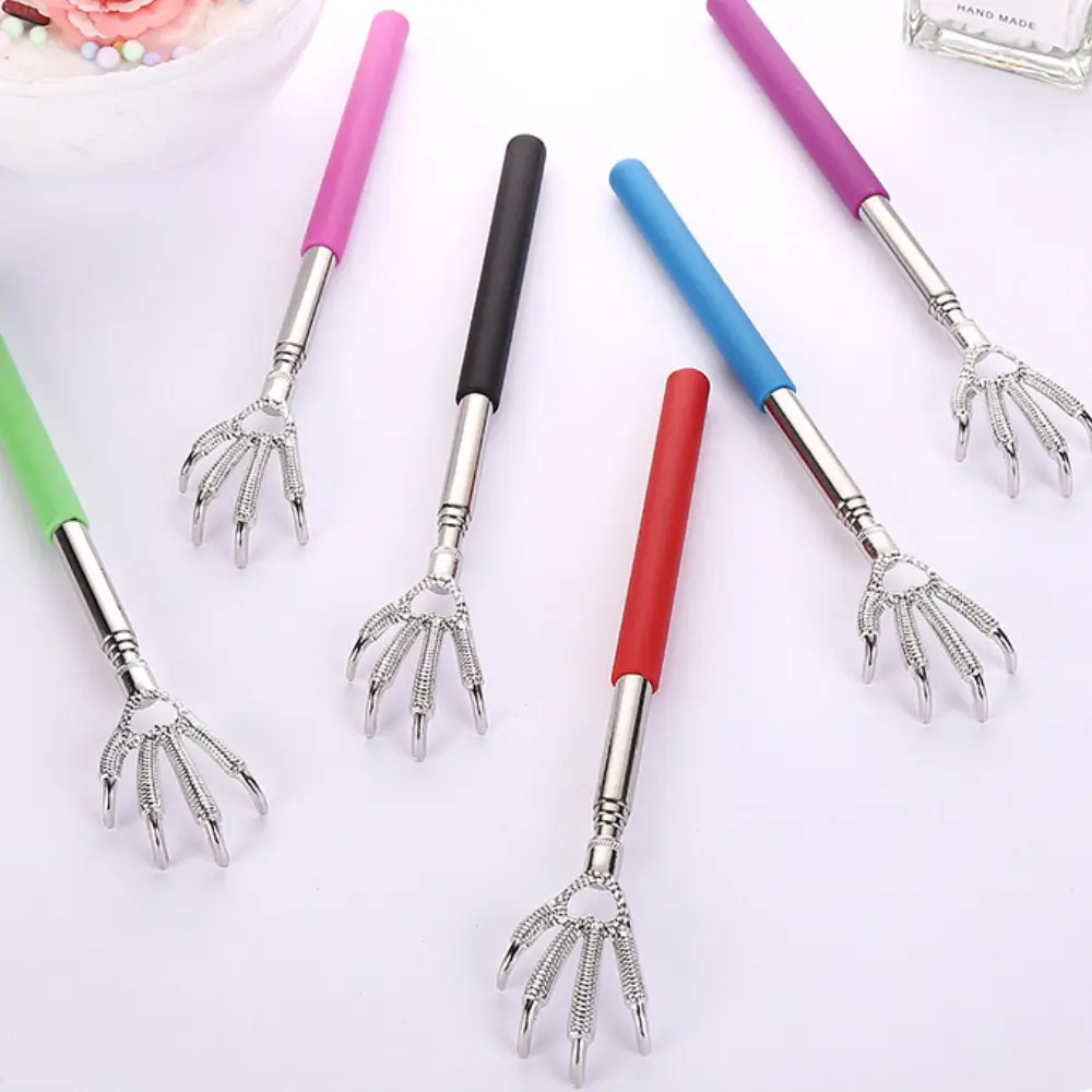 1 Piece Eagle Claw Extendable Back Scratcher Portable Telescoping Metal Back Scratchers with Rubber Handles Hand Massager