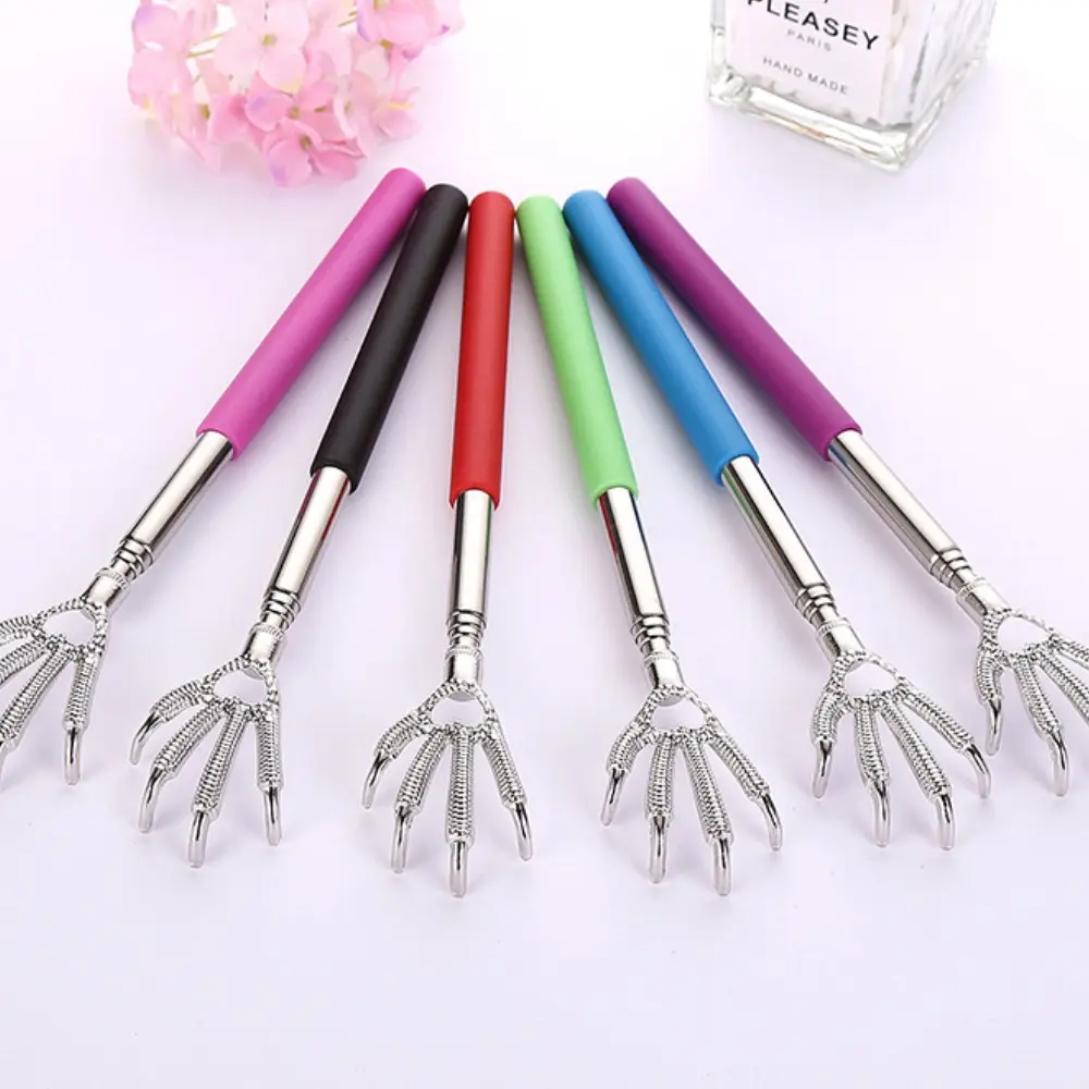 1 Piece Eagle Claw Extendable Back Scratcher Portable Telescoping Metal Back Scratchers with Rubber Handles Hand Massager