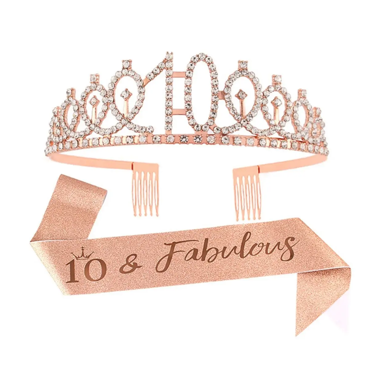 Birthday Tiara Crown and Sash for Women Girls Sweet 13th 16th 21st 30th 40th 50th 60th Birthday Party Decoration Favor Gifts