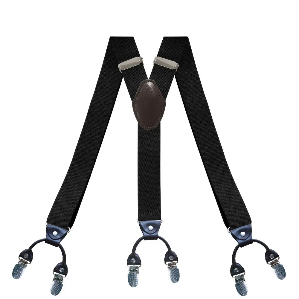 Suspenders for Men 3.5cm Wide Y Shaped 6 Metal Clips Adjustable Elastic Trouser Braces Strap Belts Wedding Party Formal Casual