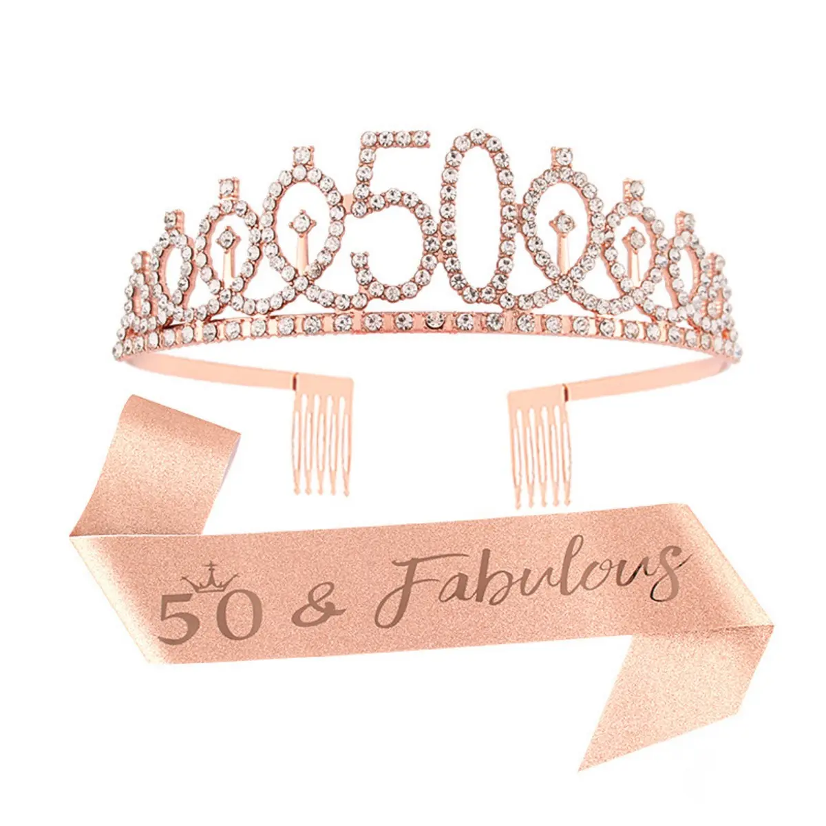 Birthday Tiara Crown and Sash for Women Girls Sweet 13th 16th 21st 30th 40th 50th 60th Birthday Party Decoration Favor Gifts