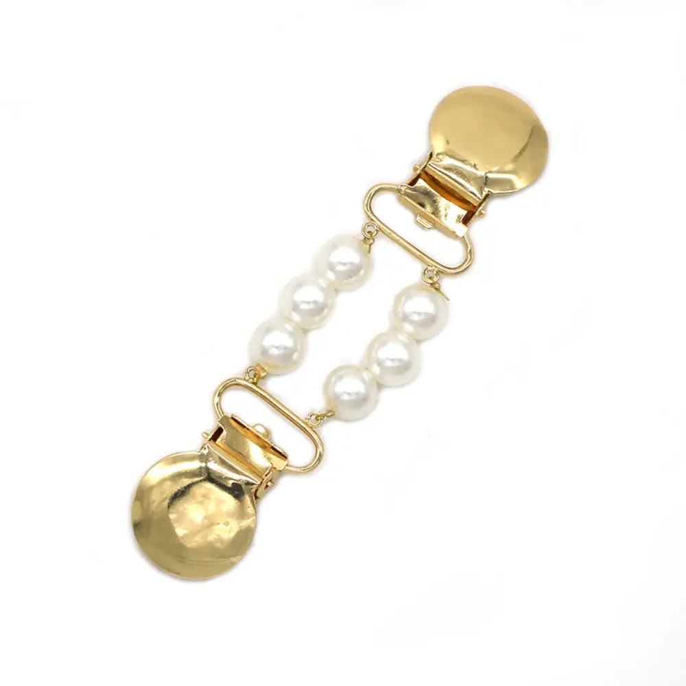 Pearls Sweater Clips Fasteners Pearl Brooch Clips Cardigan Shawl Dress Shirts Collar Back Cinch Clips for Women Girls Clothing