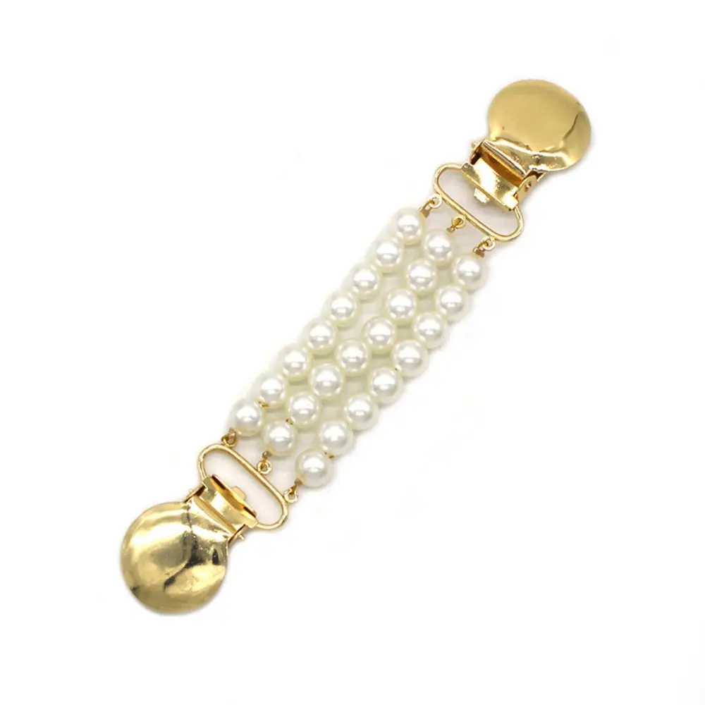 Pearls Sweater Clips Fasteners Pearl Brooch Clips Cardigan Shawl Dress Shirts Collar Back Cinch Clips for Women Girls Clothing