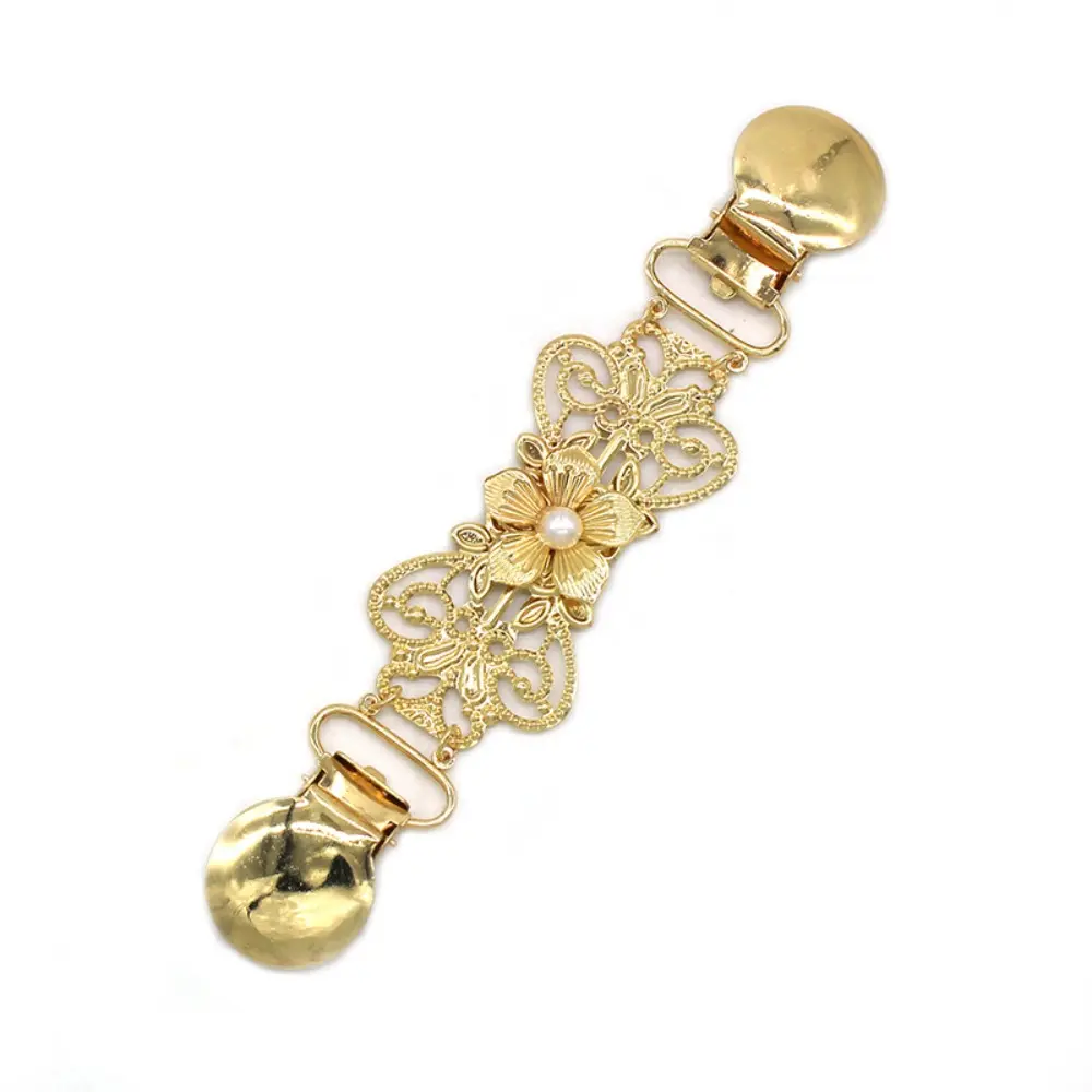 Pearls Sweater Clips Fasteners Pearl Brooch Clips Cardigan Shawl Dress Shirts Collar Back Cinch Clips for Women Girls Clothing
