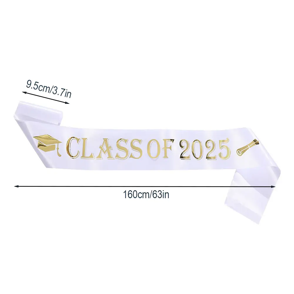 Graduation Decoration Class of 2025 Satin Sash Glitter Black Blue Congratulation Graduation Party Decoration Supplies Favor Gift
