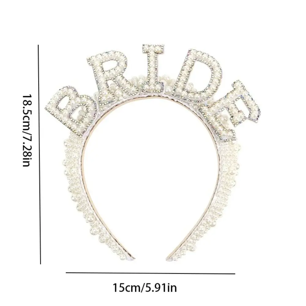 3pcs/Set Pearl Crystal Bride To Be Sash Headband and Veil for Bridal Shower Wedding Hen Bachelorette Party Decorations Supplies