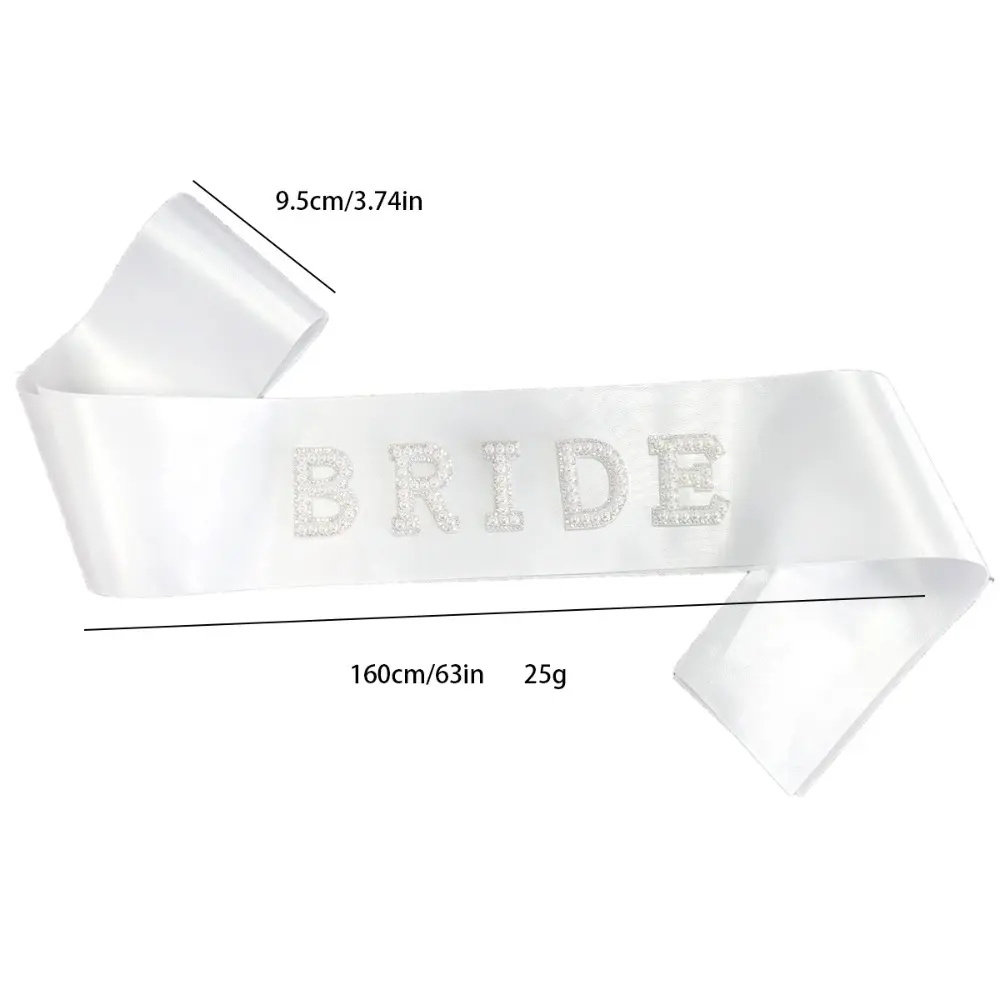 3pcs/Set Pearl Crystal Bride To Be Sash Headband and Veil for Bridal Shower Wedding Hen Bachelorette Party Decorations Supplies