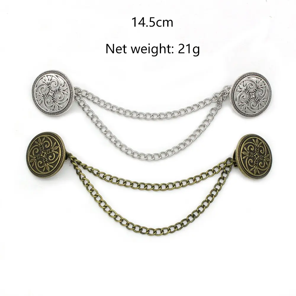 Vintage Flower Chain Cardigan Clip Retro Tassel Buckles Cloak Shirt Collar Brooch Pin for Men Women Jewelry Clothing Accessories